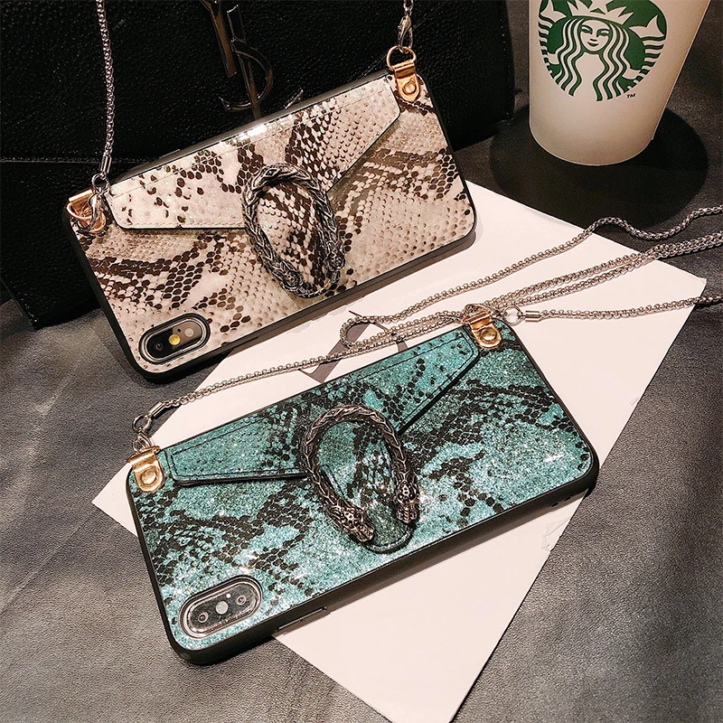 VOZRO Luxury Snake Card Package Phone Case For 2019 Iphone 11 Pro XR XS Max 6 6S 7 8 Plus Case Telephone Covers Accessories Bag VOZRO Luxury Snake Card Package Phone Case For 2019 Iphone 11 Pro XR XS Max 6 6S 7 8 Plus Case Telephone Covers Accessories Bag