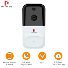

Pripaso Smart Wireless Wifi Video Doorbell 720P Intercom Phone Call Door Bell IP Camera Infrared Night vision Support TF Card
