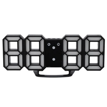 

3D LED Digital Clock Snooze Bedroom Desk Alarm Clocks Hanging Wall Clock 12/24 Hour Calendar Thermometer Home Decor Gift