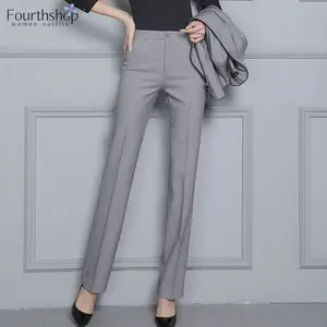 Pantalones de trabajo recortados de cintura alta para mujer, moda informal,  Color sólido, pantalones de oficina inteligentes hasta el tobillo,  primavera y verano - AliExpress