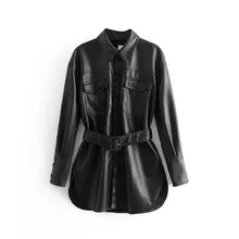 Модное женское Wf80-3002 пальто из искусственной кожи в европейском и американском стиле