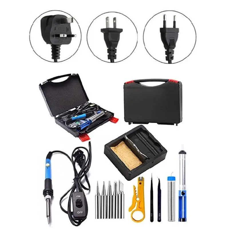 

Soldering Iron Set Kit 60W Electric Adjustable Temperature LCD Digital Display 13 PCS Solder Station Hand Welding Repair Tools