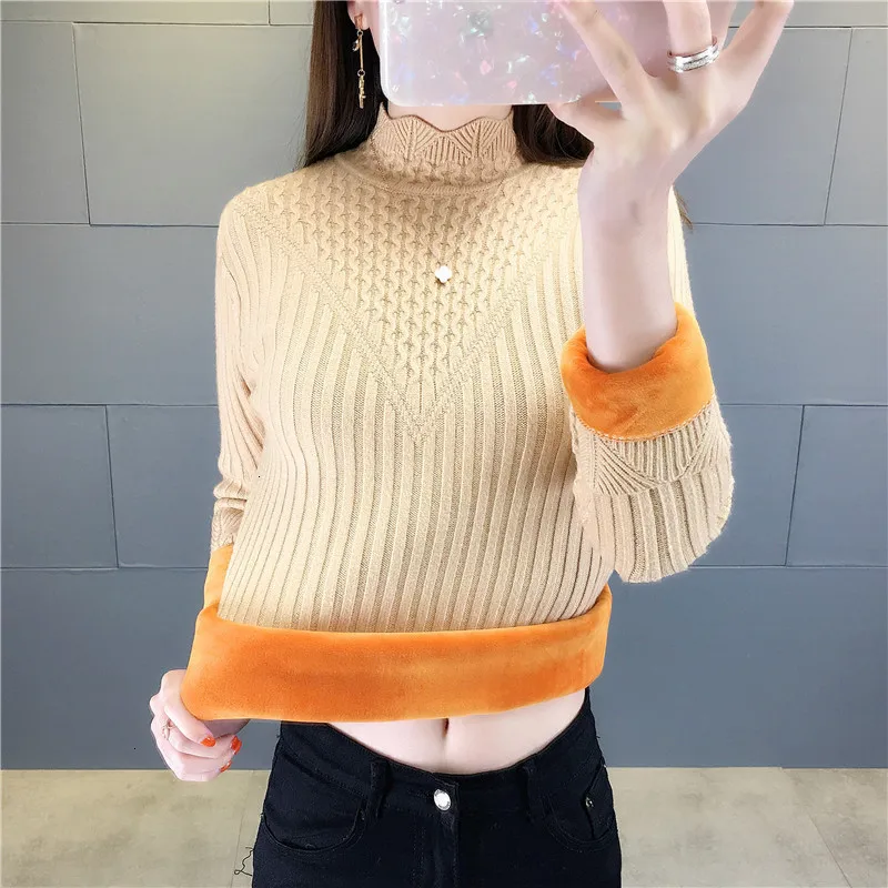 

2019 Nieuwe winter nieuwe colrus twist Rous riches dikke warme vir vrouwen slanke fluwelen Rous shirt woman