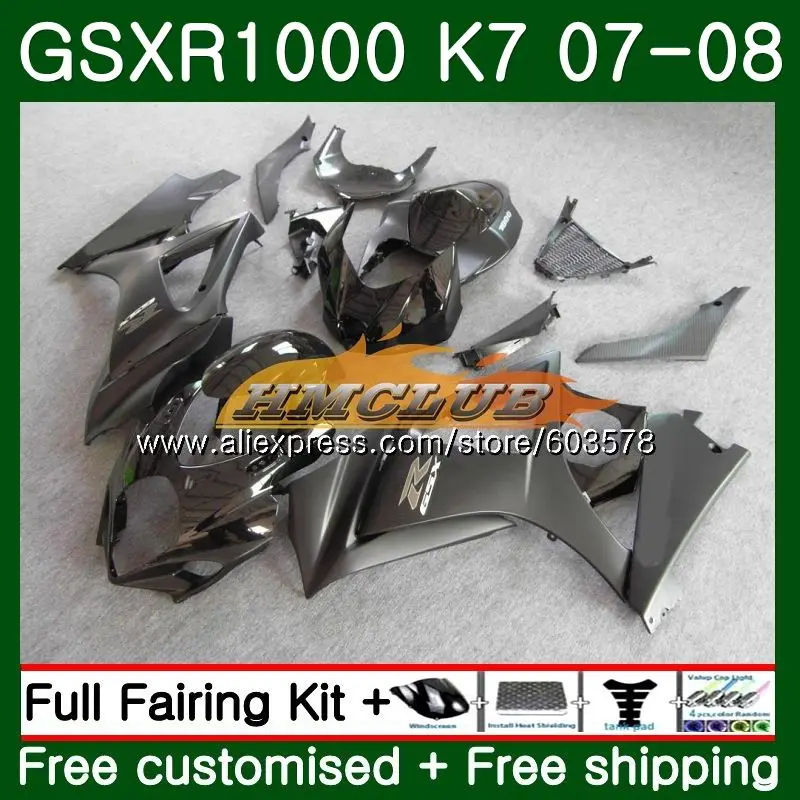 Корпус для SUZUKI GSXR-1000 K7 GSX-R1000 GSXR1000 07 08 глянцевый черный 12CL. 86 1000CC GSXR 1000 07 08 GSX R1000 2007 2008 обтекатель - Color: No. 1