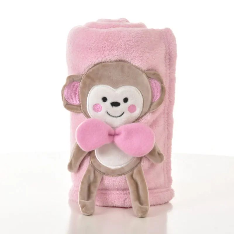 Pink monkey Детское воздухопроницаемое одеяло с рисунком животных; милое детское летнее бархатное воздухопроницаемое одеяло кораллового цвета с ворсом; WJH38 - Цвет: Pink monkey