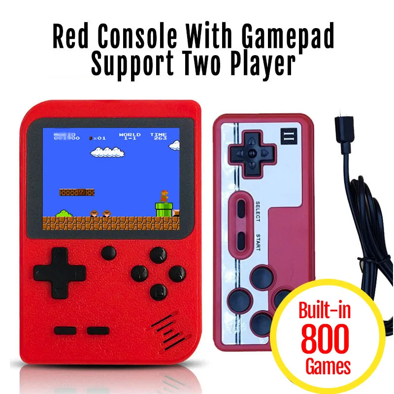 Red add Gamepad 800 в 1 Ретро видео игровая консоль портативная игра портативная Карманная игровая консоль мини портативный плеер для детей подарок - Цвет: Red add Gamepad