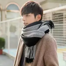 

Man's Autumn Winter Fine Wool Scarf 100% Pure Wool Scarves for men Reversible Warm Cashmere Wraps