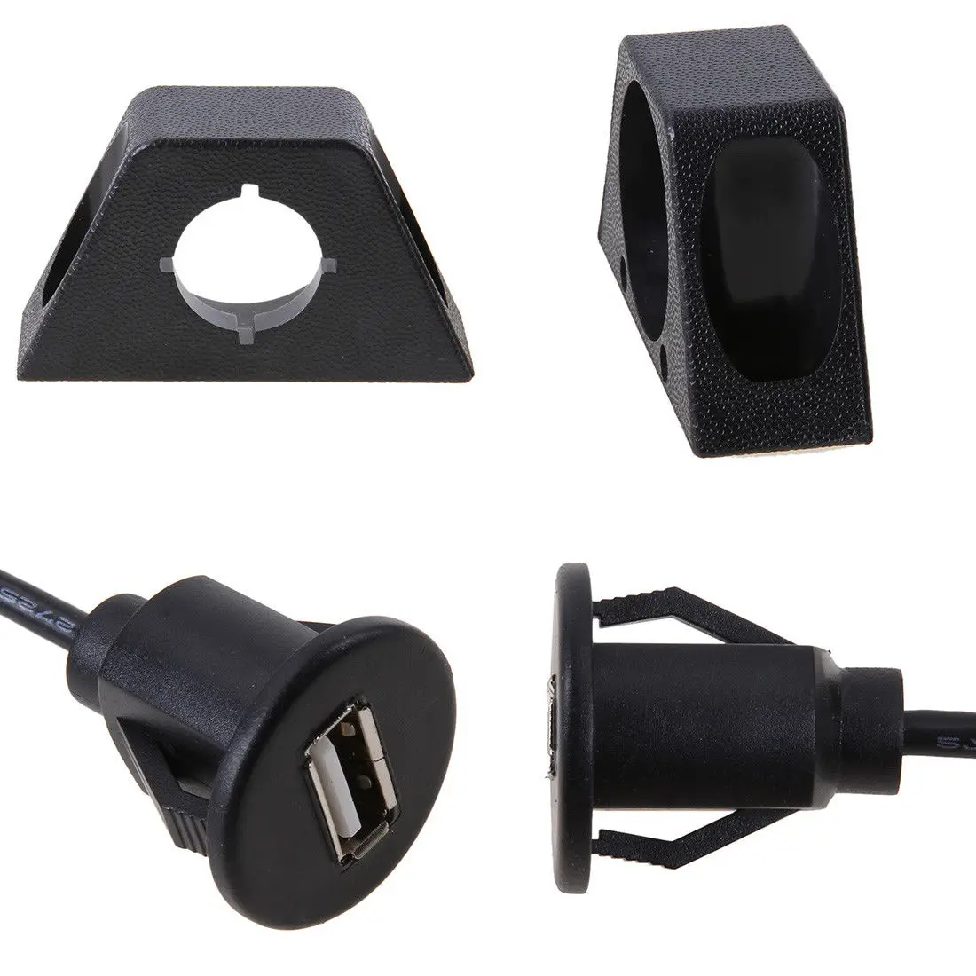 Male to Female Extension Socket Cable Black Car Panel 1m Flush Mount USB 2 0 Board 4