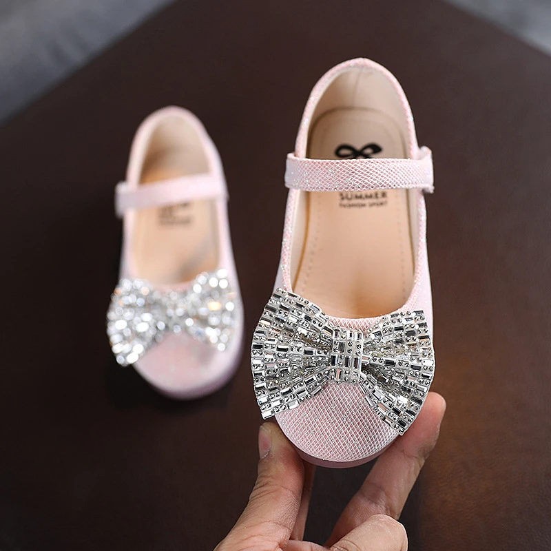 Zapatos de princesa para niñas pequeñas, vestido de moda con lazo de cristal de cuero para niños, fiesta de boda, zapatos para niños pequeños de 1 2 3 6 años|Zapatos de cuero| - AliExpress