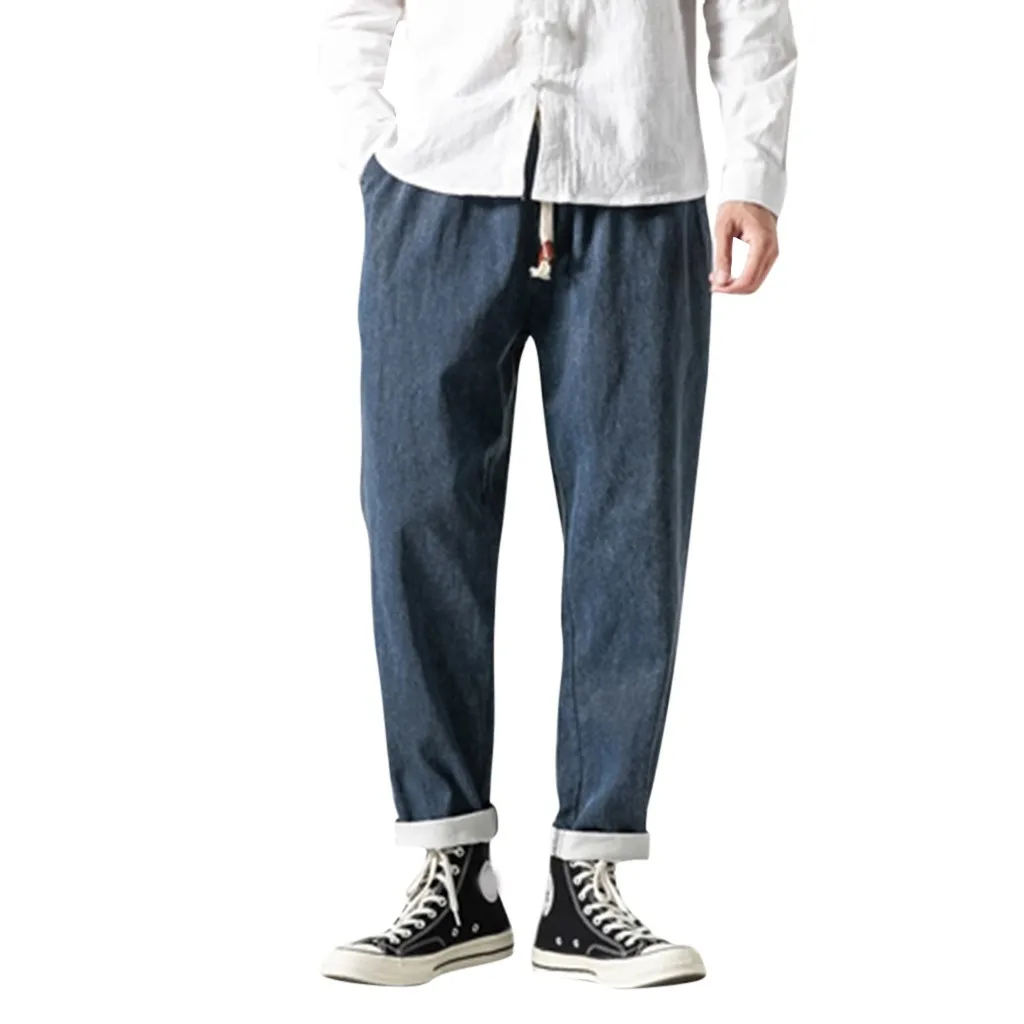 Мужские повседневные брюки джинсы с гладкой фактурой модные брюки для бега мужские тренировочные брюки осенние брюки мужская одежда штаны шаровары