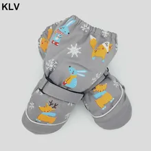 Зимние Детские утепленные лыжные перчатки с рисунком оленя и кролика детские ветрозащитные водонепроницаемые Нескользящие варежки с длинными рукавами на возраст от 2 до 6 лет
