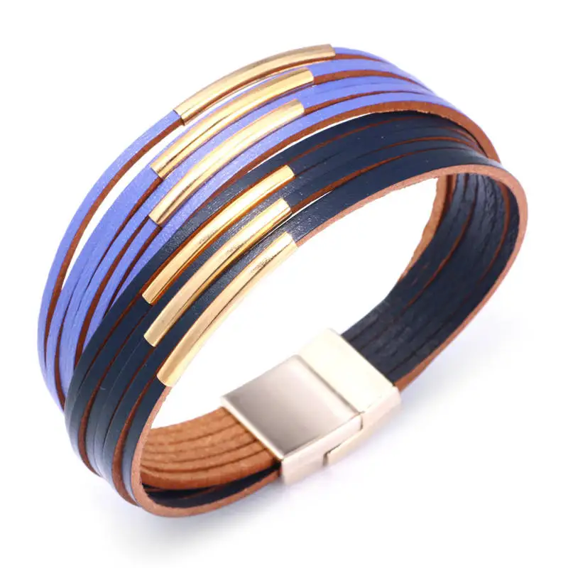 

New fashion bracelet for couples for Women Men multi layers leather bracelets with Simple slip statement jewelry 2019