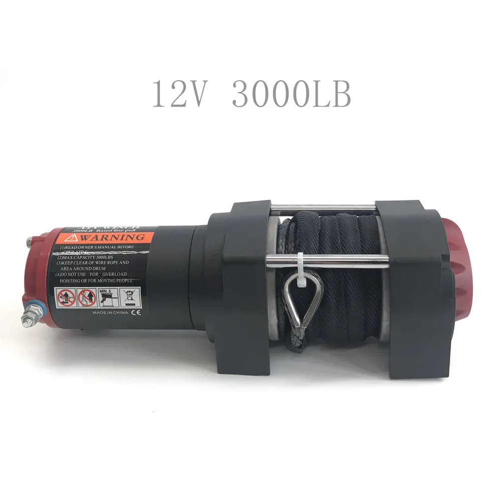 12v Electric Winch - 3000lb Dyneema Synthetic Rope ATV Off Road BLACK | Инструменты