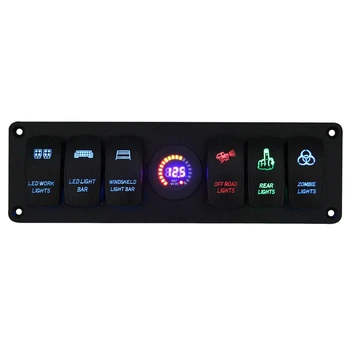 

Universal Car Boat Color Screen Combination Panel RV 6-Position Switch Combination Panel with Digital Display Voltmeter
