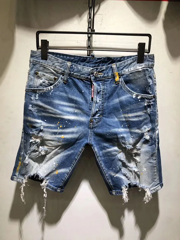 summer Style famous brand dsq Italy jeans men Shorts jeans Slim paint Men denim trousers straight blue hole Shorts jeans for men