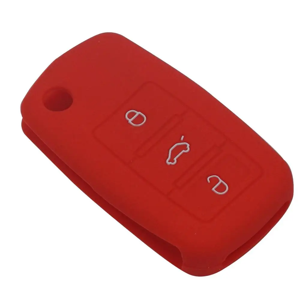 Red Bilchave 30 шт./лот силиконовый для ключа автомобиля чехол fob для VW Гольф Бора поло Passat Skoda Octavia, Fabia сиденье Ibiza Leon 3 кнопки - Название цвета: Red