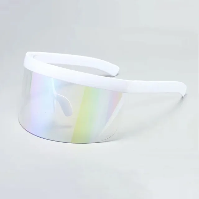 SO&EI Oversized Anti-Peeping One Piece Rimless Sunglasses Men Fashion Outdoor Sports Windproof Goggles Women UV Mask Sun Glasses White clear blue