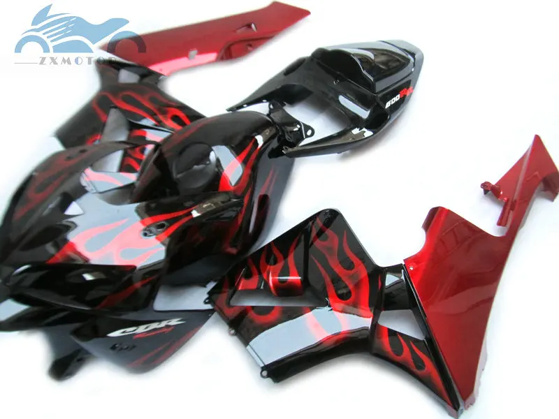 OEM инъекционный комплект обтекателей Подходит для Honda CBR600RR 2005 2006 CBR 600 RR 05 06 комплекты красное пламя в черном