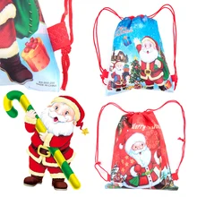 Модные Портативные Сумки на шнурках для девочек, женские сумки с карманами для путешествий, Рождественский олень Санта Клауса, подарочные сумки с Кулиской