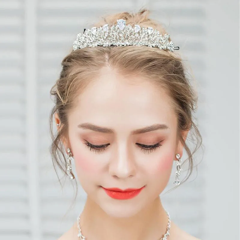 SLBRIDAL Стразы в стиле ар деко свадебные тиары из сплава с кубическим цирконием и