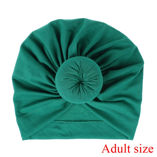 Fashion Mommy and Baby Cotton Round Ball Flower Hat Women Caps Girls Newborn Turban Knot Kids Adult Headwear Hair Accessories 29adult size