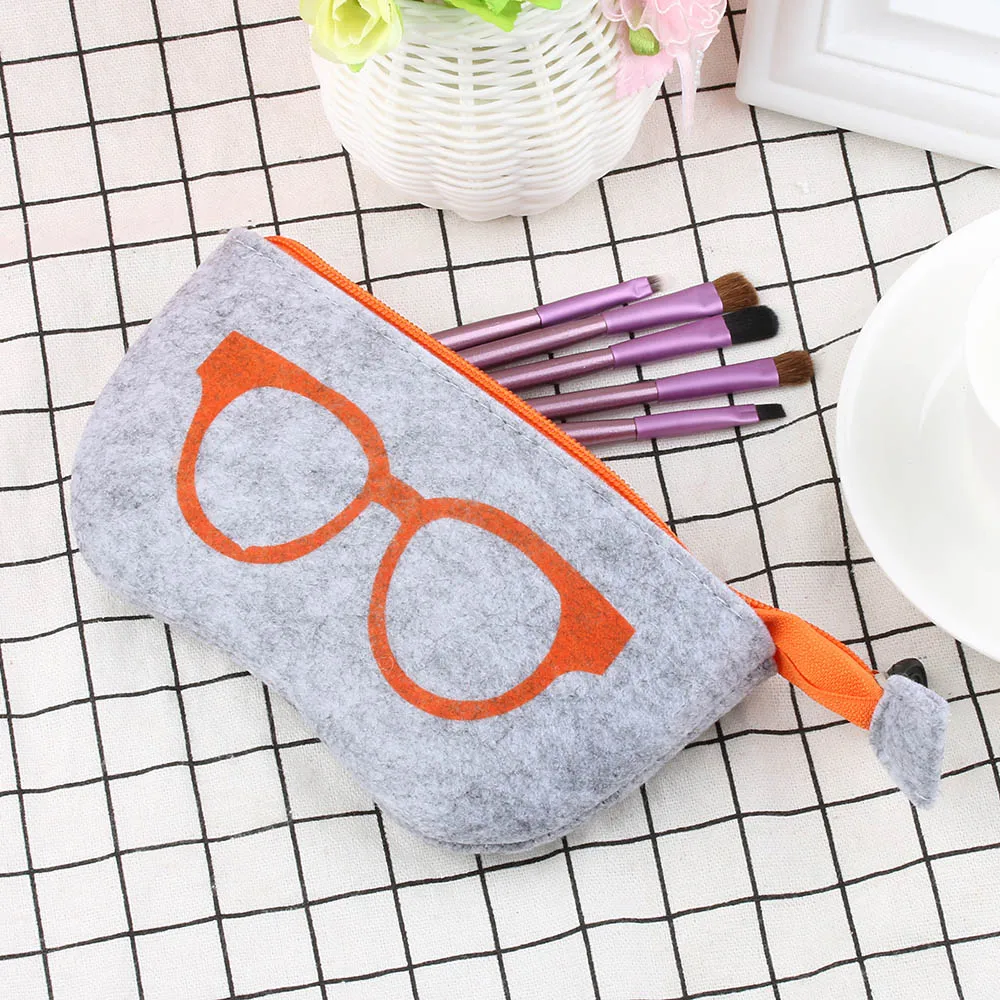 Unisex Glasses Case Portatives Zipper Soleil Lunettes De Soleil Felt Soft Glasses Bag Accessories Protector Sunglasses Pouch