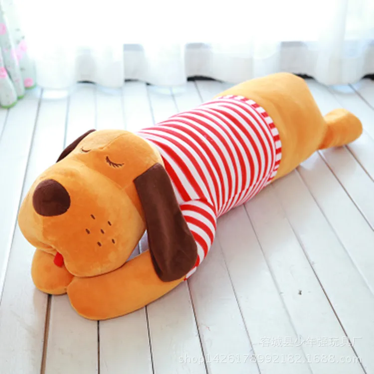 

Large Size Stripes Sitting Dog Plush Toy Doll Bulk Dog Children GIRL'S Birthday Gift