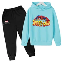 Spiderman- Tracksuits Kids Hoodies Boy Girl Sweatshirt Clothes Set America Heros Hooded Pants Suit Deadpool- Pullover Sportwear little kid suit