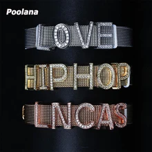 Нержавеющая сталь Заказные браслеты с буквами Заказные Кристальные простые слова рука манжеты