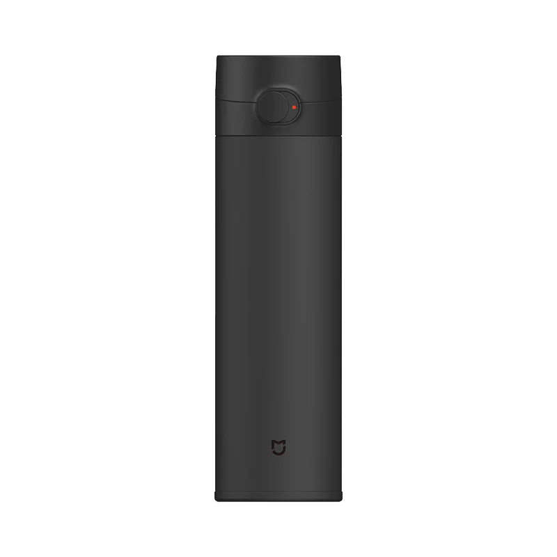 Термосы Xiaomi Mijia, 2 чашки из нержавеющей стали, вакуумная кружка, емкость 480 мл, портативная кружка для воды, замок, холодная эластичная бутылка с переключателем - Цвет: Черный
