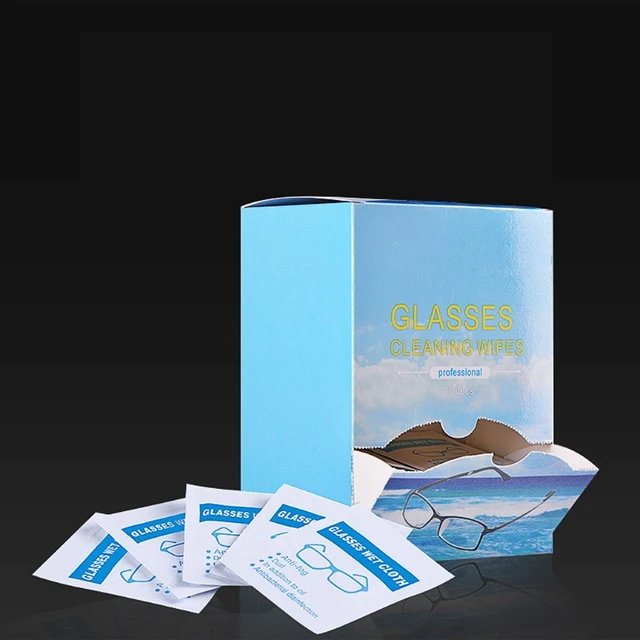 100pcs/Box Eyeglass Cleaner Lens Wipes, Eye Glasses Cleaner Wipes,  Pre-Moistened Individually Wrapped Wipes, Non-Scratching,  Non-Streaking,Anti-Fog