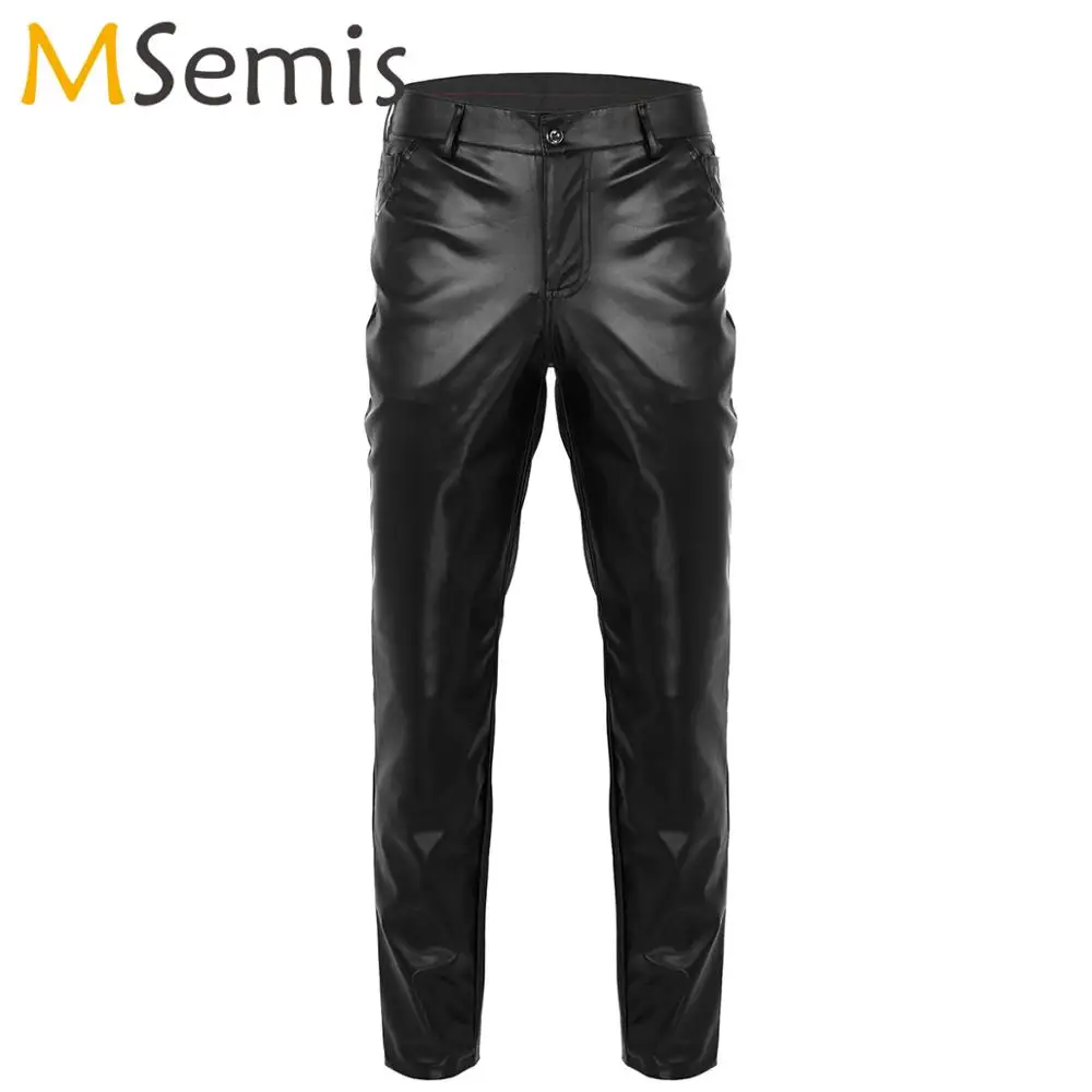 Брюки-Карандаш мужские из ПУ кожи модные байкерские велосипедные леггинсы