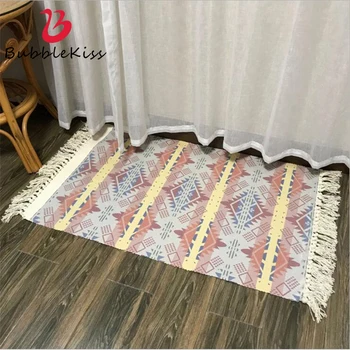 

India Style Cotton Tassel Soft Door Mat Carpets For Living Room Bedroom Kid Room Rugs Table Floor Door Mat Simple Hot Area Rug