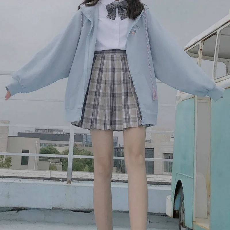 Harajuku милые стильные толстовки с капюшоном, Толстовка для школьниц, зимние свободные тонкие толстовки на молнии с героями мультфильмов, толстовки с капюшоном, женская уличная одежда