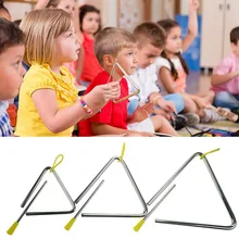 1 juego de instrumentos de percusión de hierro triangular de 6 pulgadas, instrumento de percusión escolar con batidor, herramienta de rendimiento de juguete para niños