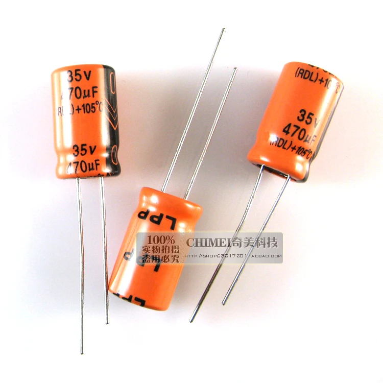 

Free Delivery. 35 v 470 uf electrolytic capacitor size 17 x10mm capacitor