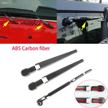 

8pcs/Set Carbon Fiber Front Rear Window Windshield Wiper Cover ABS Plastic Decoration Cover Trims For Jeep Wrangler JK 07-17