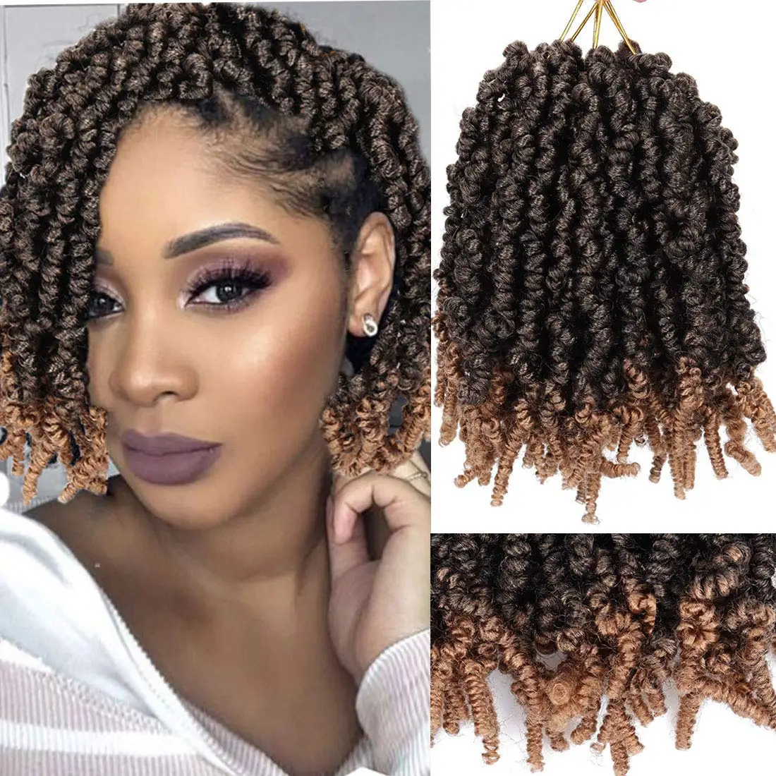 Dansama Pretwisted Spring Twist Crochet Hair Short Curly Spring Twist Hair  10inch Spring Twists Fluffy Curly Twist Braiding Hair - Synthetic Braiding  Hair(for Black) - AliExpress