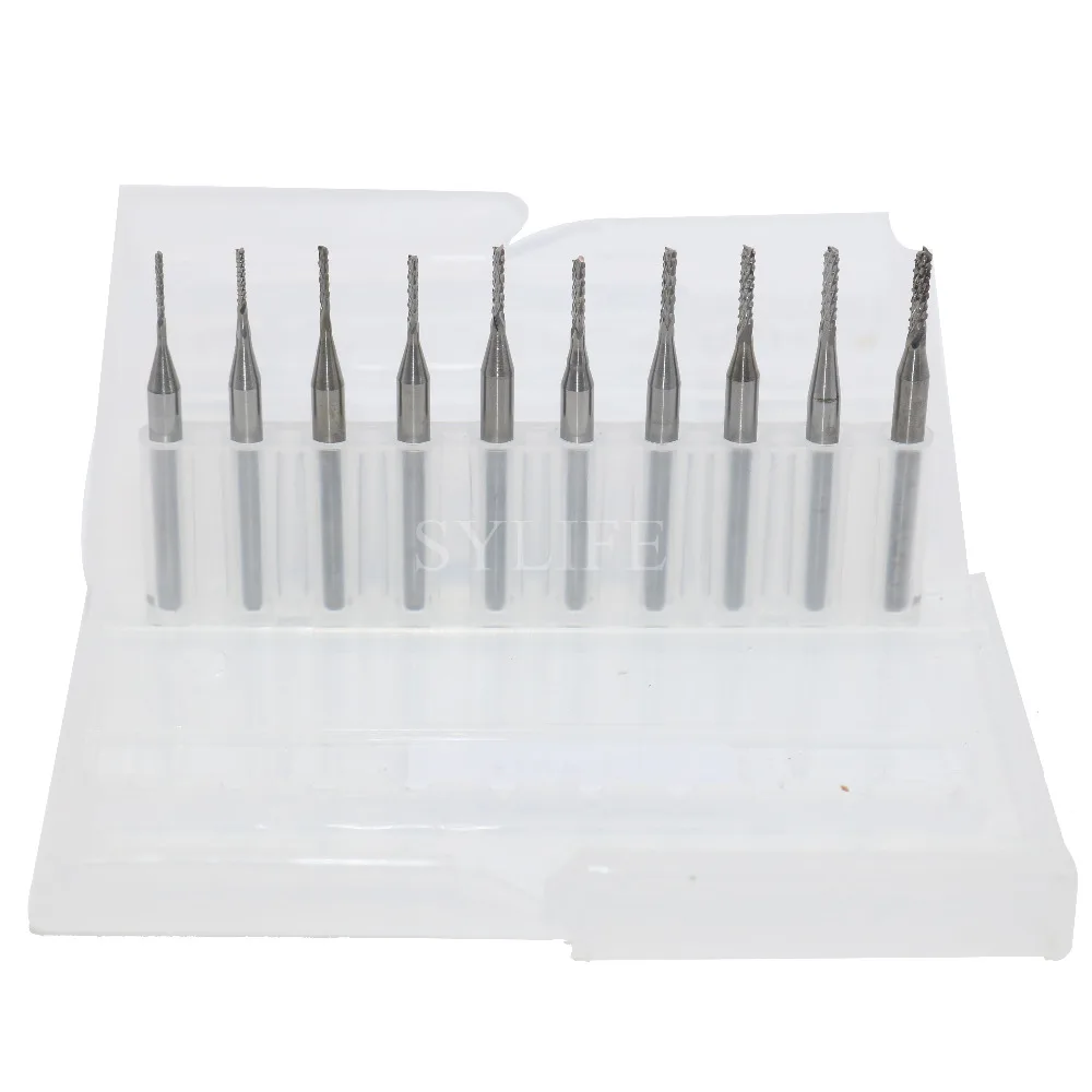 10pcs Tungsten Steel Pcb Carbide End Mill Engraving Bits 0.81.8mm
