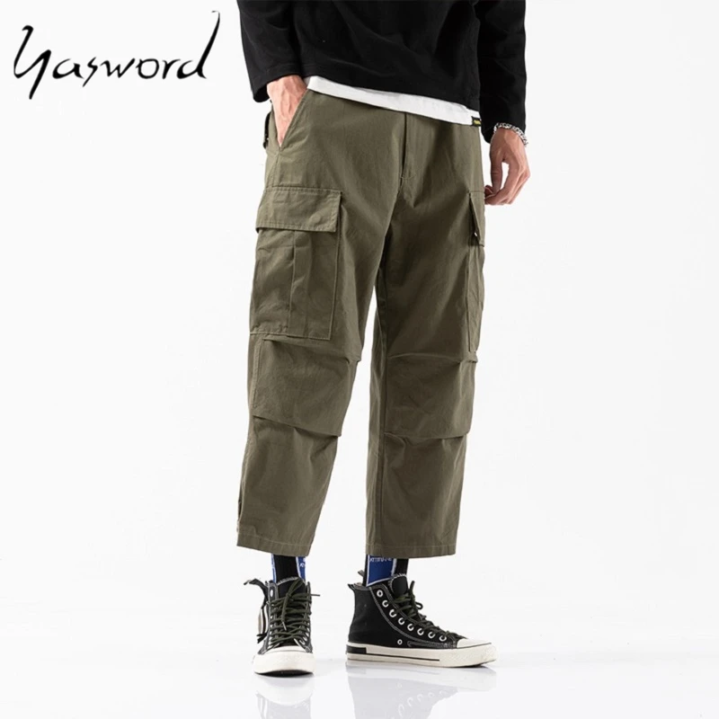 

Yasword Cotton Cargo Pants Men Pockets Patchwork Casual Jogger Fashion Tactical Trousers Harajuku Streetwear Overalls Sweatpants