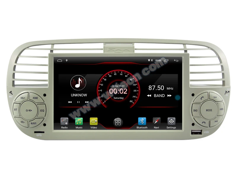 Top 7" Android 9.0 Pie OS Car Multimedia Navigation GPS Radio for Fiat 500 2007-2016 (White Color) with 128GB External HDD Support 3