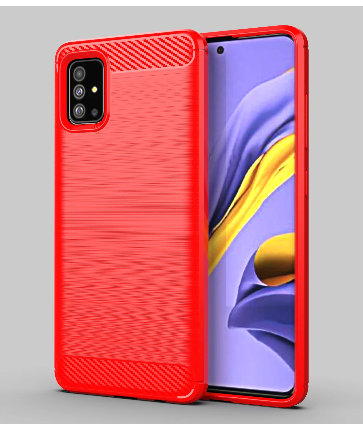 Матовый чехол из углеродного волокна для samsung Galaxy A51 S11 Plus S11e, Силиконовый противоударный чехол для samsung S11, чехол для телефона - Цвет: Красный
