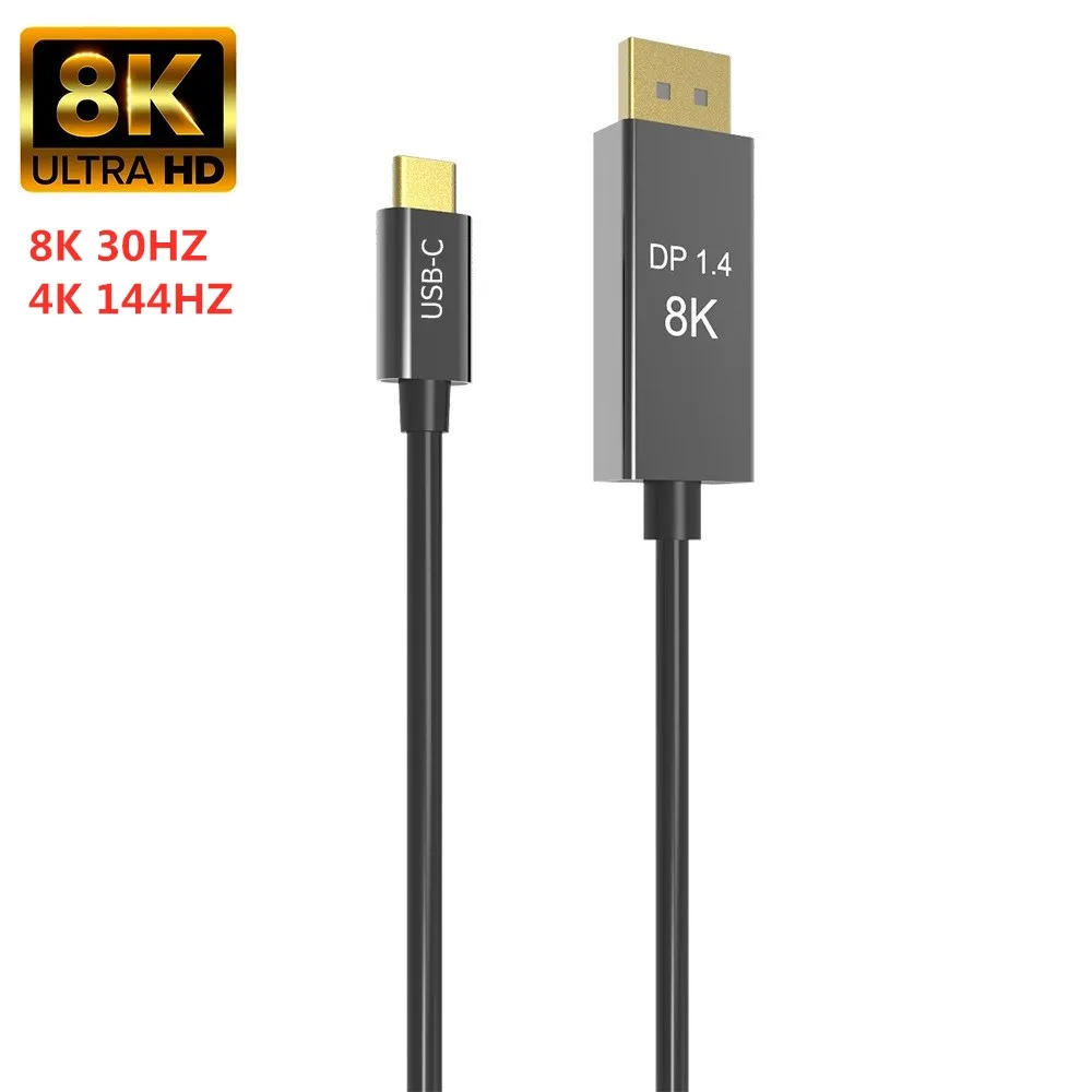 Thunderbolt 3 USB C DP1.4 cable type-c to displayport 1.4 8K 30hz 4K 144HZ PVC Aluminum alloy cable