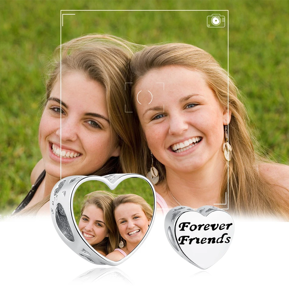 

ELESHE Authentic 925 Sterling Silver Friendship Love Heart Bead Fit Original Women Bracelet DIY Jewelry Photo Personalized Gift