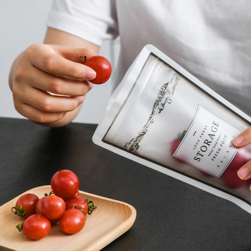 4 шт. свежие закуски сумка для хранения герметизация пищевых продуктов сумка для хранения многоразовый холодильник Фрукты Мясо влагостойкий Ziplock кухонный Органайзер