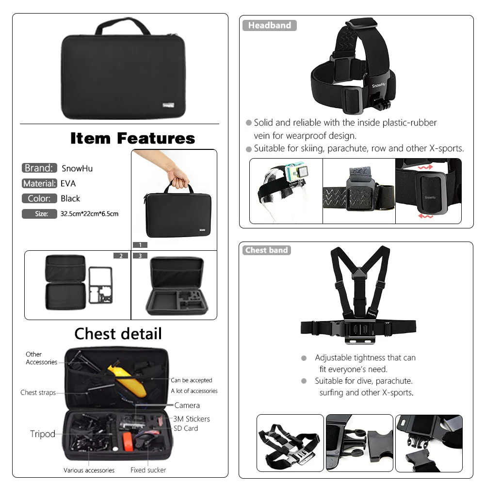 SnowHu для Gopro Hero 8 Black set 45M подводный водонепроницаемый чехол камеры дайвинг корпус