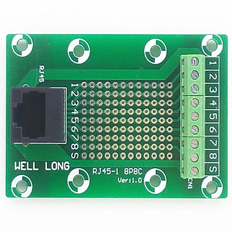 RJ45 8P8C Jack 1-Way Buss Breakout Board, клеммный блок, разъем