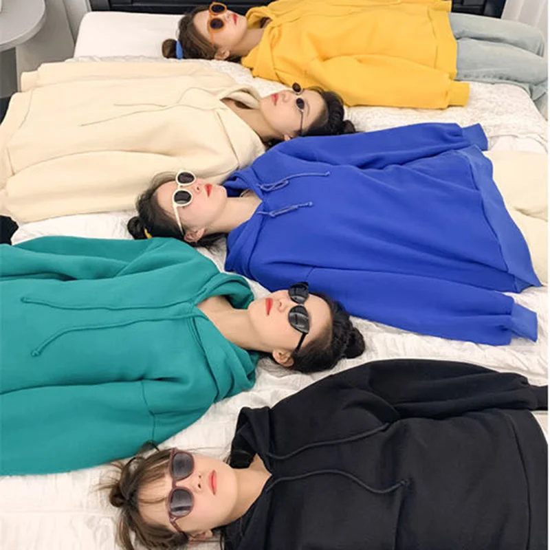 Женские толстовки, одноцветные, яркие цвета, большие размеры, 2XL, свободные, подходят ко всему, для пар, друзей, шикарные, повседневные, высокое качество, зимние, утепленные