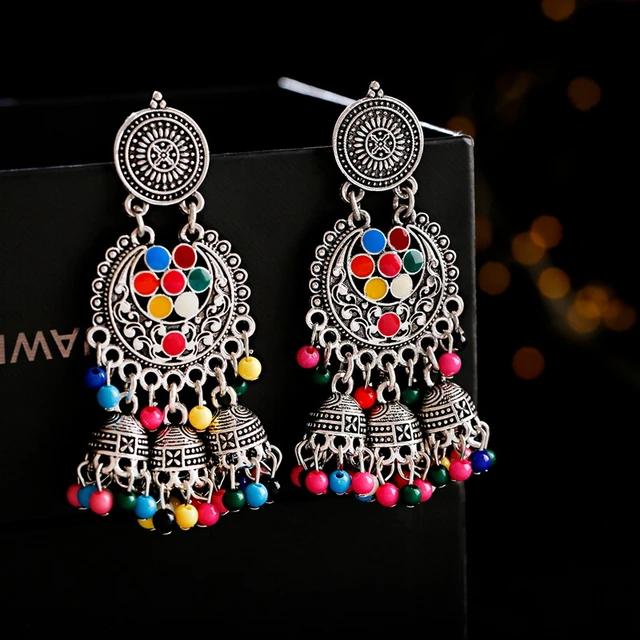 Gold-Plated Multi-Colored Stone Studded Circular Earrings – DIVAWALK |  Online Shopping for Designer Jewellery, Clothing, Handbags in India