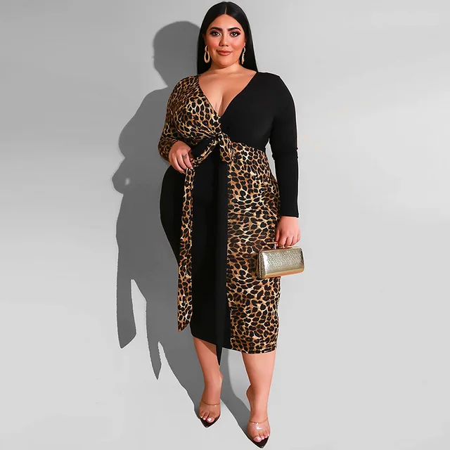 den første dejligt at møde dig på Plus Size Dress Womens Leopard Dress Lace Up Sexy V Neck Winter Long Sleeve  Ol High Waist Pencil Dresses Wholesale Dropshipping - Plus Size Dresses -  AliExpress